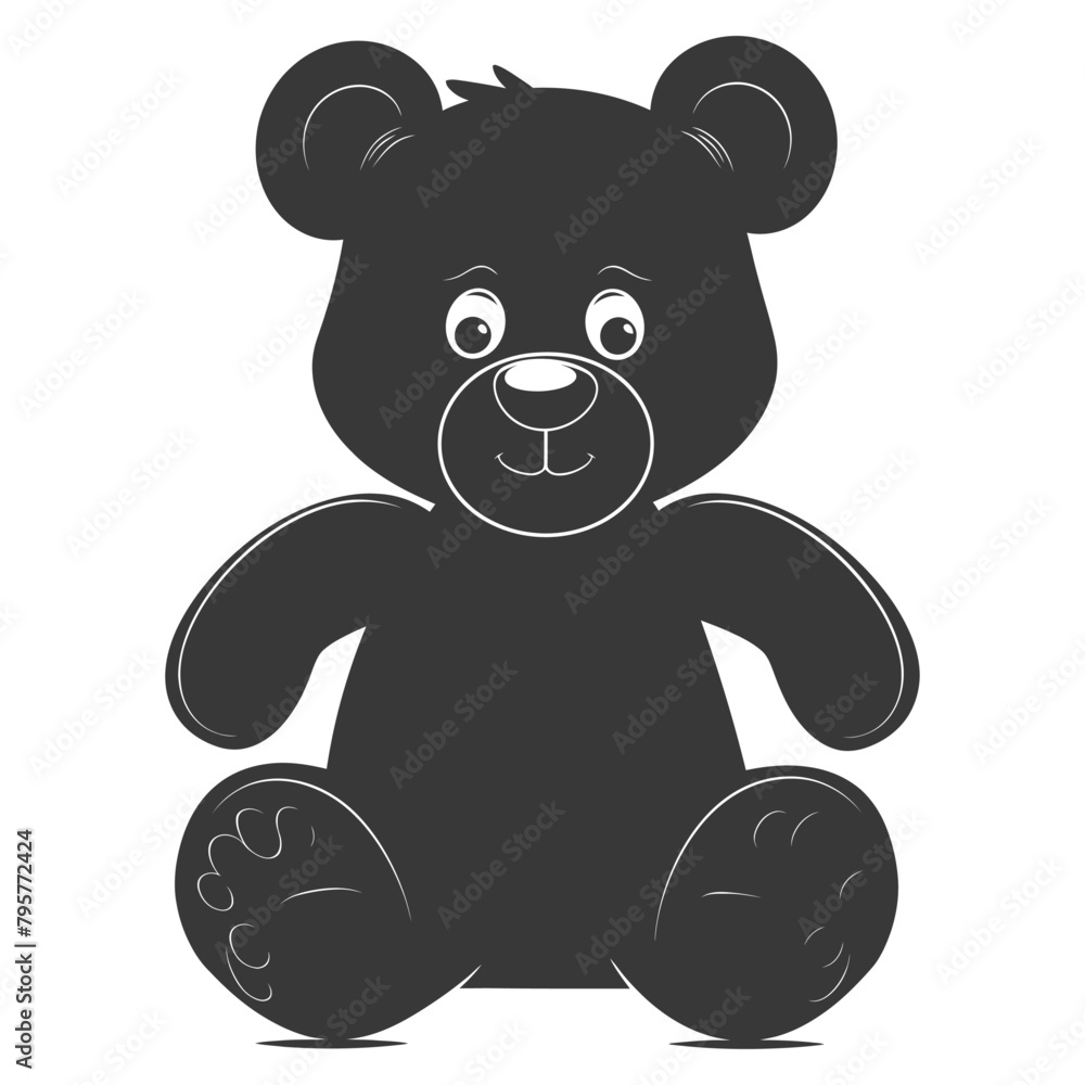 Silhouette cute bear doll black color only full body Silhouette cute bear doll black color only full body
