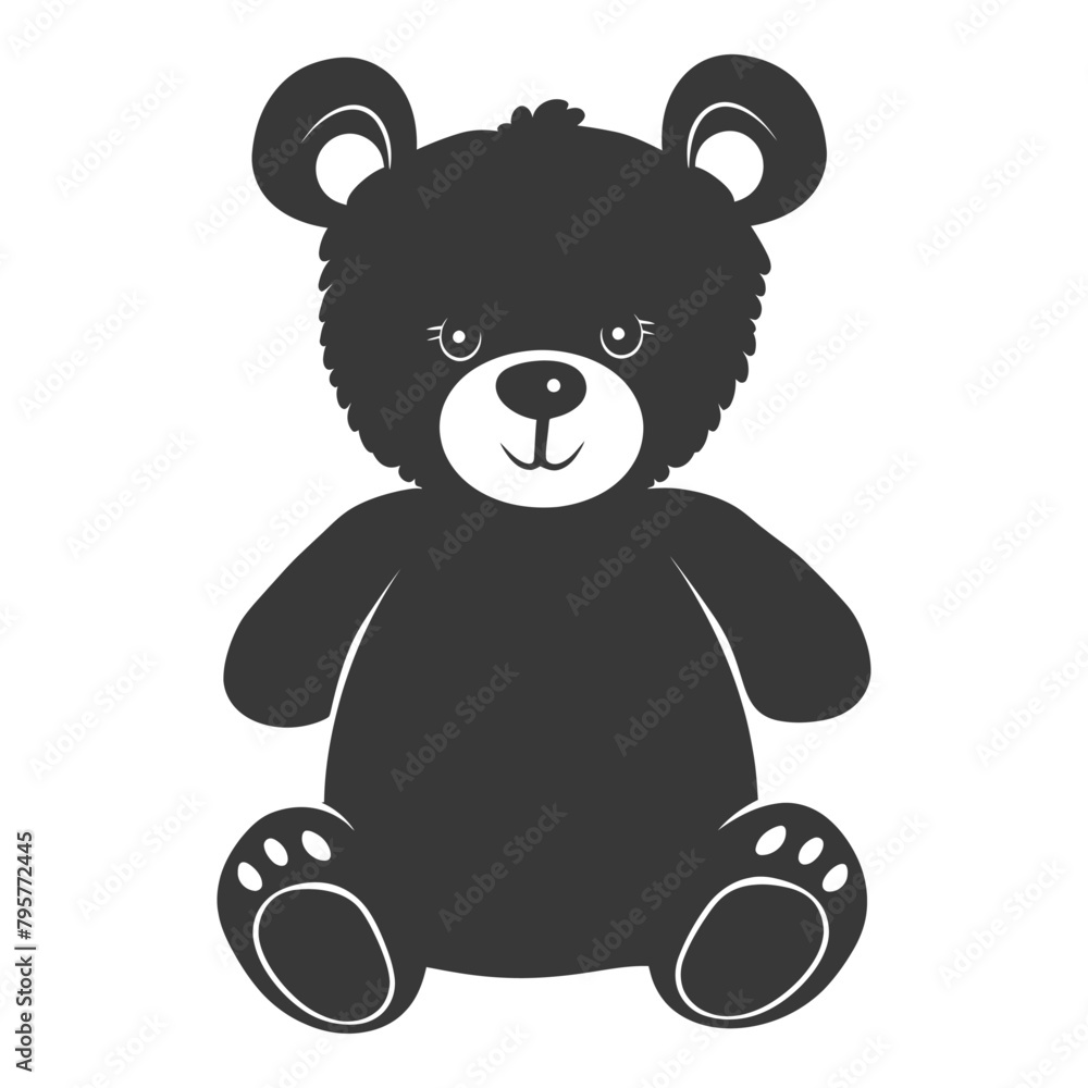 Silhouette cute bear doll black color only full body Silhouette cute bear doll black color only full body