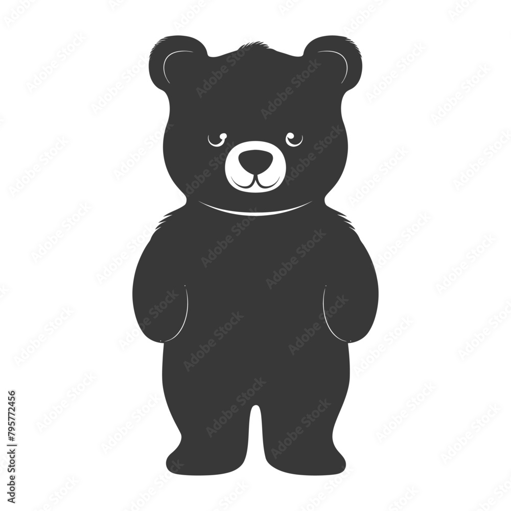 Silhouette cute bear doll black color only full body Silhouette cute bear doll black color only full body