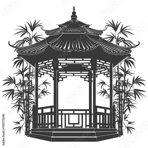 Silhouette garden gazebo bamboo black color only