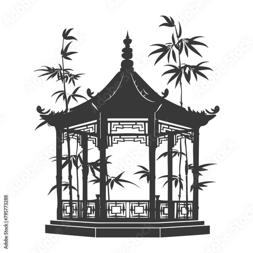 Silhouette garden gazebo bamboo black color only