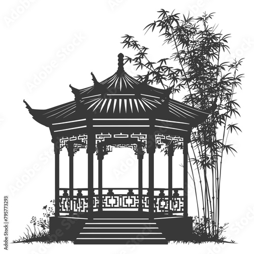 Silhouette garden gazebo bamboo black color only