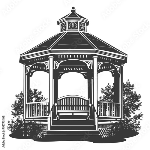 Silhouette garden gazebo black color only full