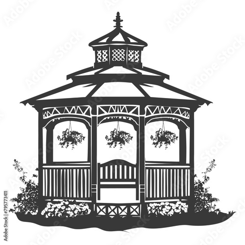 Silhouette garden gazebo black color only full