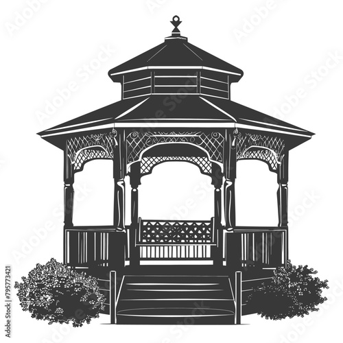Silhouette garden gazebo black color only full