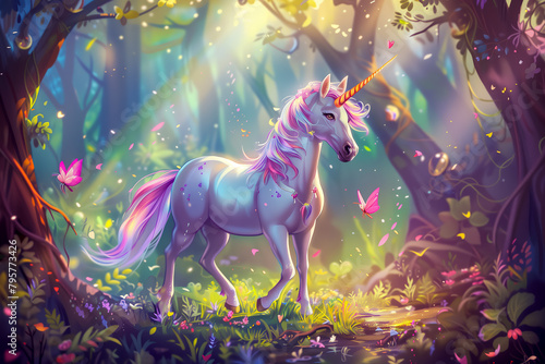 Unicorn Pony Adorable Animals Children Fairytale Colorful Magical Beautiful Enchanted Forest Fantasy