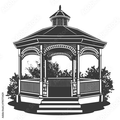 Silhouette garden gazebo black color only full