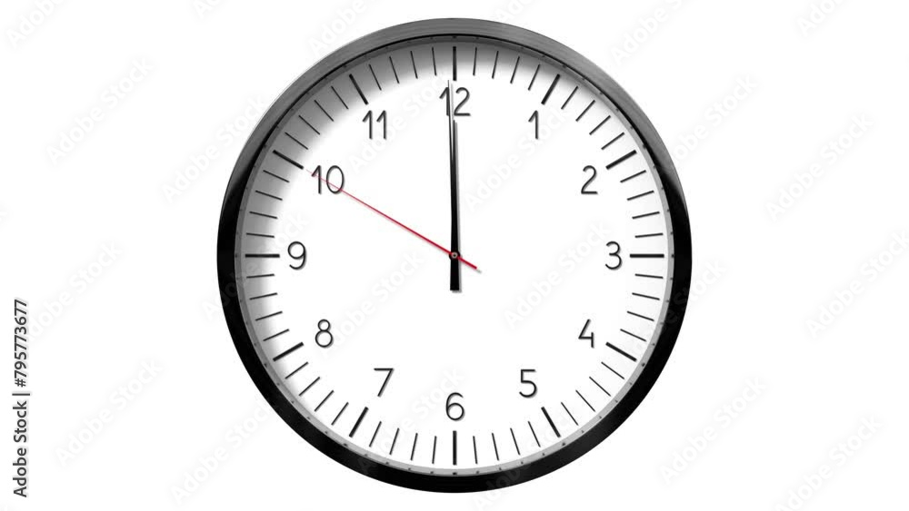 Classic wall clock on white background - 12 o clock - 3D 4k animation (3840 x 2160 px) Classic wall clock on white background - 12 o clock - 3D 4k animation (3840 x 2160 px)