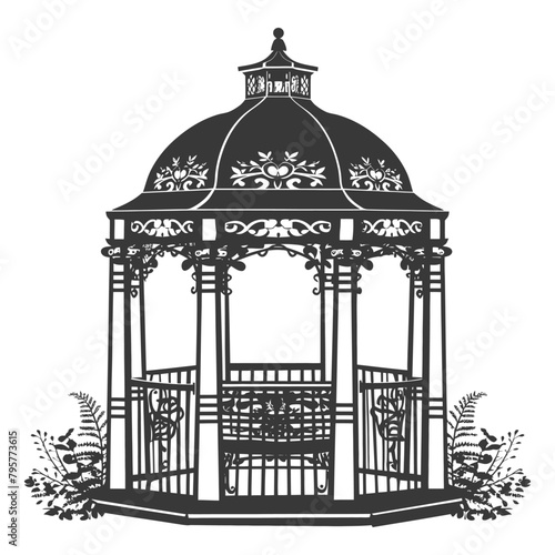 Silhouette garden gazebo black color only full