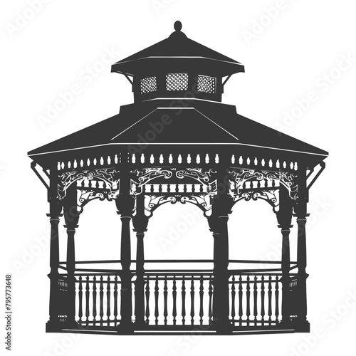 Silhouette garden gazebo black color only full