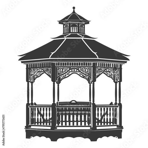 Silhouette garden gazebo black color only full
