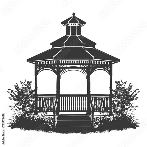 Silhouette garden gazebo black color only full