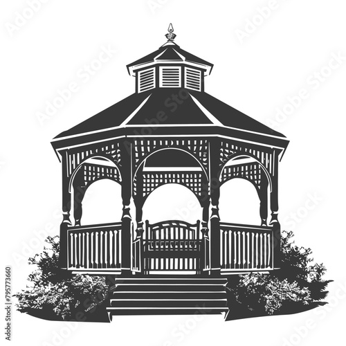 Silhouette garden gazebo black color only full