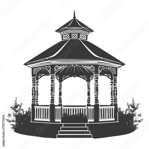 Silhouette garden gazebo black color only full