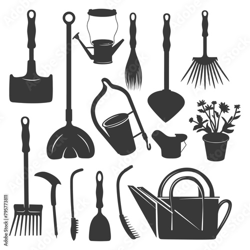 Silhouette gardening equipment black color only