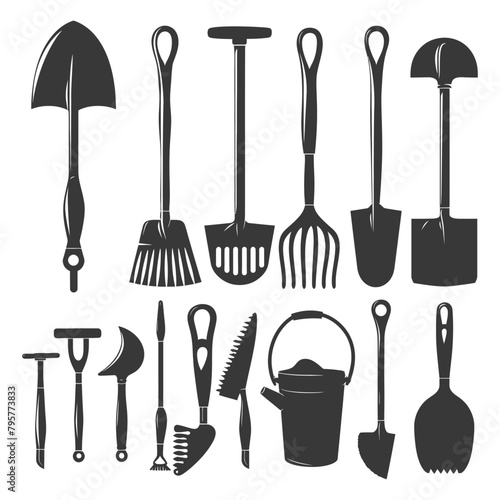 Silhouette gardening equipment black color only