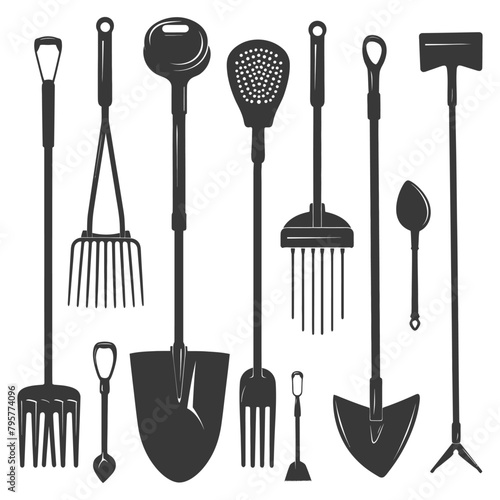 Silhouette gardening equipment black color only