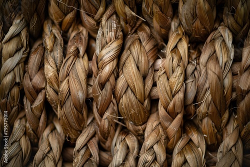 High-resolution texture of a woven basket, highlighting the tight patterns and natural fiber colors