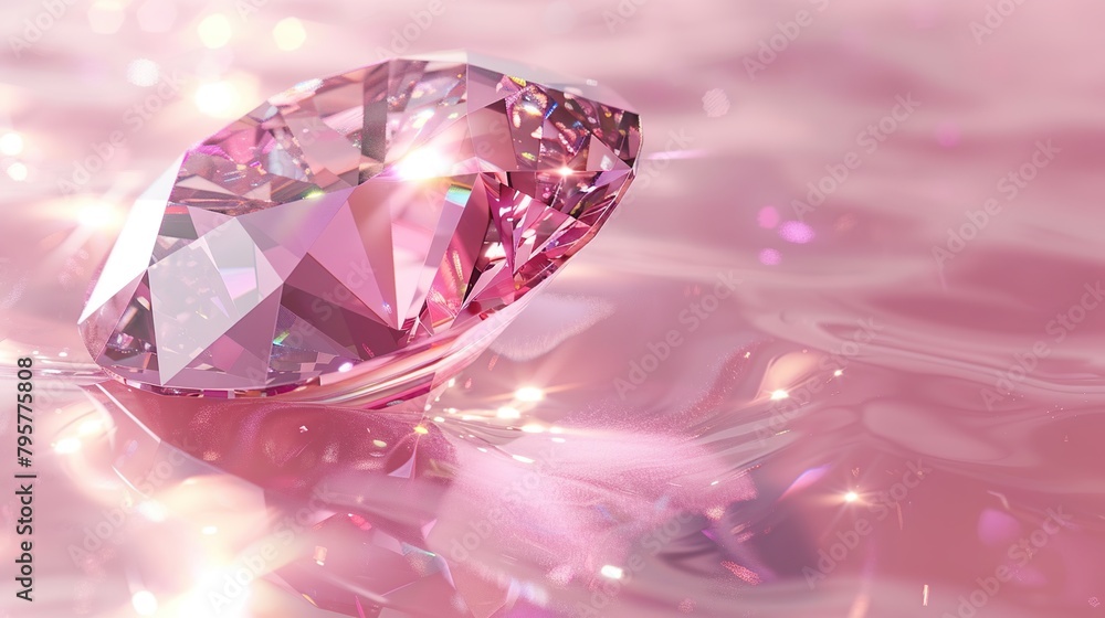A pink diamond with a light background. The diamonds sparkle under the sunlight of luxury and opulence. A pink diamond with a light background. The diamonds sparkle under the sunlight of luxury and opulence.