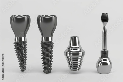 dental implant structure and components medical 3d illustration