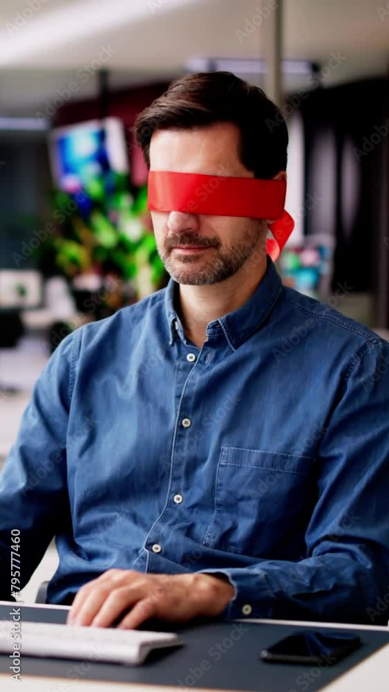 Confused Blindfolded Man Concept. Office Worker Confused Blindfolded Man Concept. Office Worker