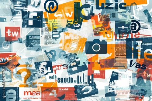digital press word cloud concept online journalism typography collage modern media technology abstract illustration