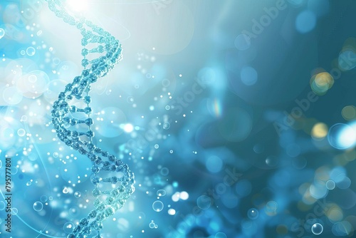 dna molecule structure on abstract blue background concept illustration for biochemistry and science