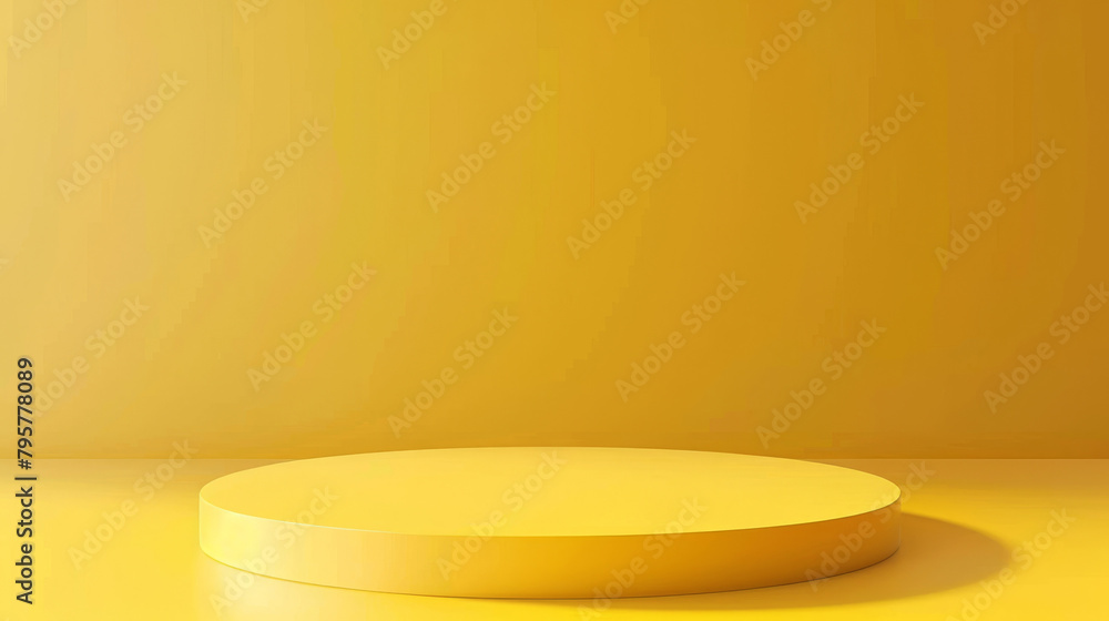 Vibrant yellow podium on a matching background for showcasing products Vibrant yellow podium on a matching background for showcasing products