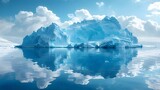 Icy Antarctica: Sunlight and Iceberg Reflections. Concept Antarctica, Sunlight, Icebergs, Reflections, Icy