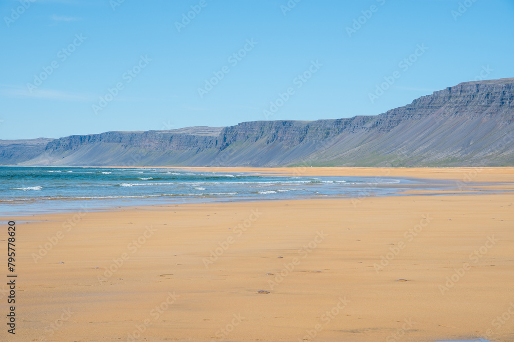 Raudasandur beach in the westfjords of Iceland Raudasandur beach in the westfjords of Iceland