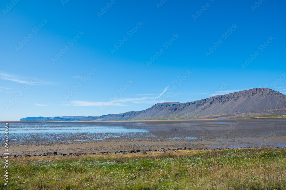 The beautiful coastline of Raudasandur in the westfjords of Iceland