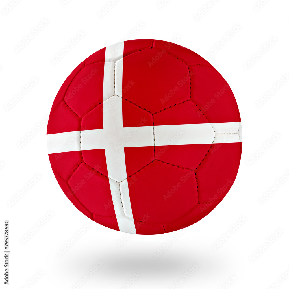 Naklejka premium Soccer ball with denmark team flag isolated on white