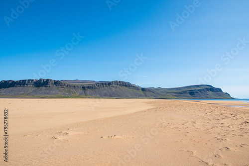 Raudasandur beach in the westfjords of Iceland