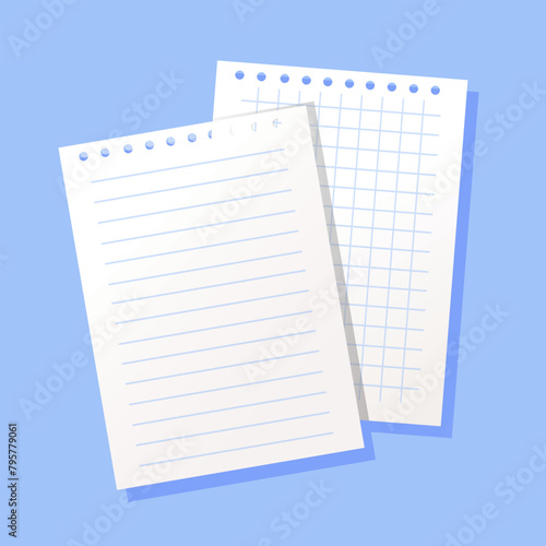 Empty sheets of notepad paper.
