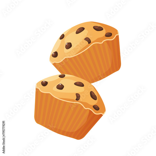 Yummy chocolate muffins isolated on white background.	
