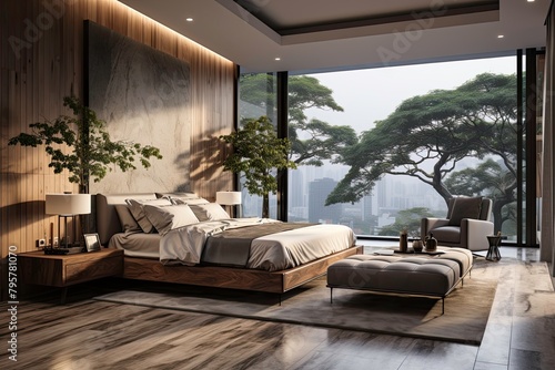 Luxurious Bedroom Interior with Cityscape View © Bryan