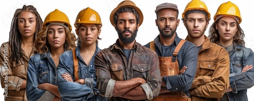 Diverse construction crew in lineup
