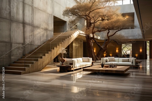 Industrial Luxurious Interior Design of A Modern Lobby