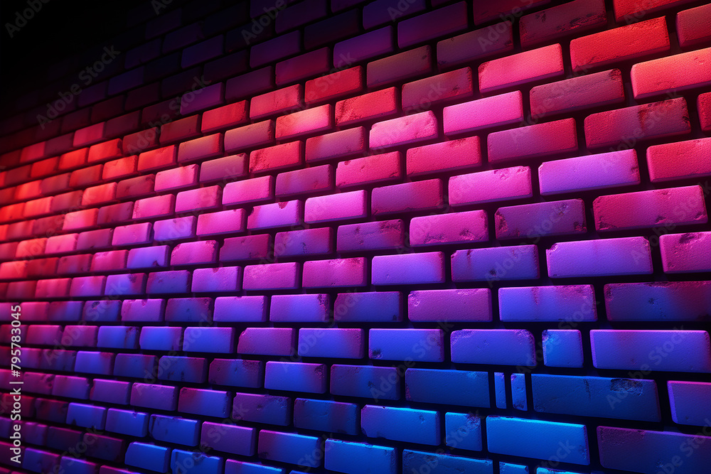 Brick wall with neon action background Brick wall with neon action background