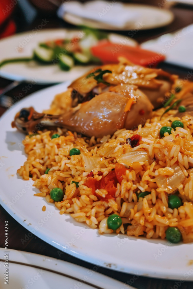 Delightful Plate of Arroz Con Pollo, Culinary World Tour, Food and Street Food Delightful Plate of Arroz Con Pollo, Culinary World Tour, Food and Street Food