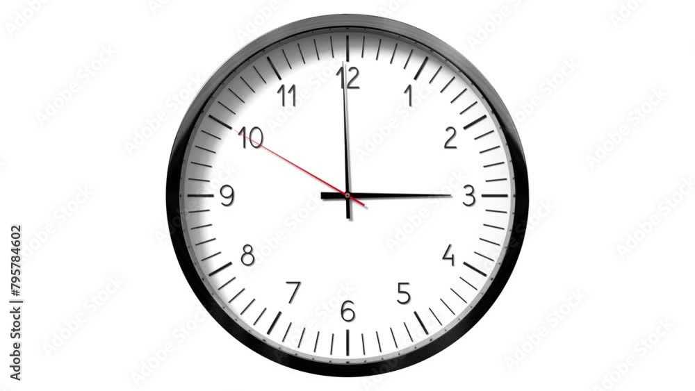 Classic wall clock on white background - 3 o clock - 3D 4k animation (3840 x 2160 px) Classic wall clock on white background - 3 o clock - 3D 4k animation (3840 x 2160 px)