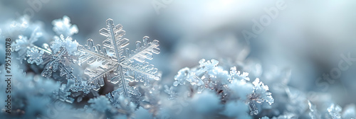Delicate Snowflake Pattern on White Background - Minimal Winter Scene