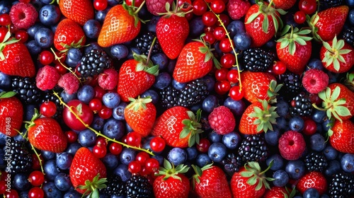 Berries variety - berries background  strawberries  currants  blueberries  blackberries 