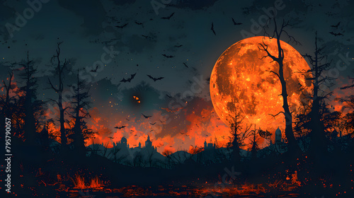 Halloween Banner with Spooky Design Elements - Minimalist Halloween Canvas © Flop