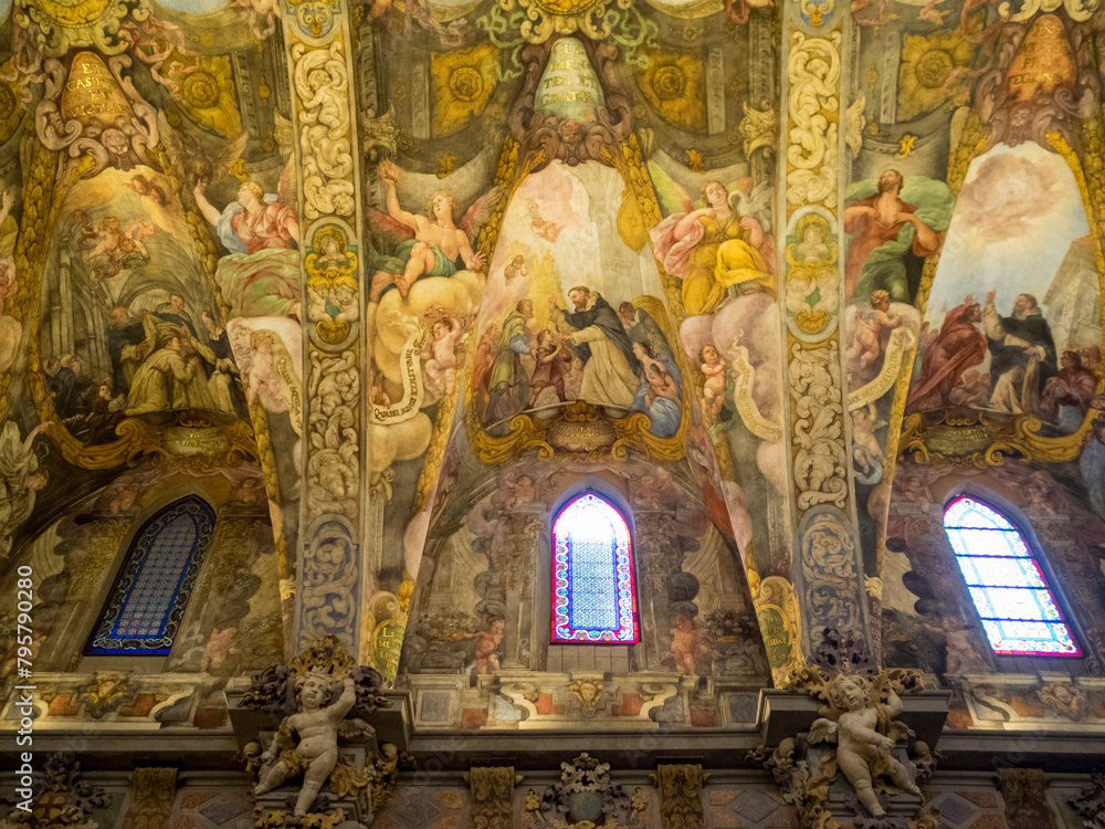 St Nicolas de Bari and St Pedro Martir Church fresco covered ceiling