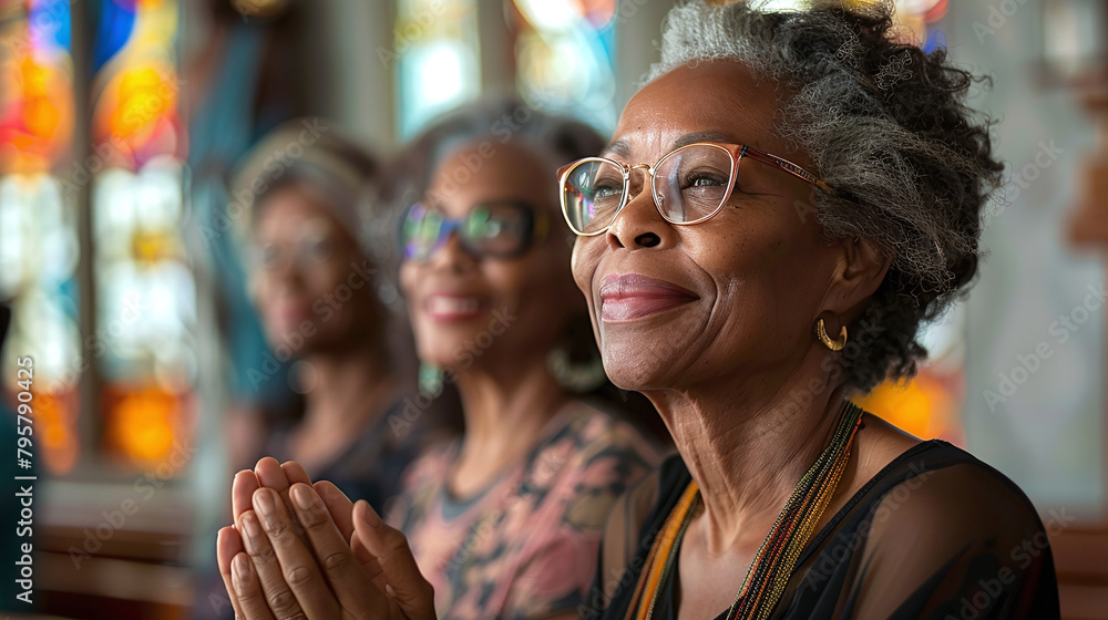 Fototapeta premium afro american woman at a church service