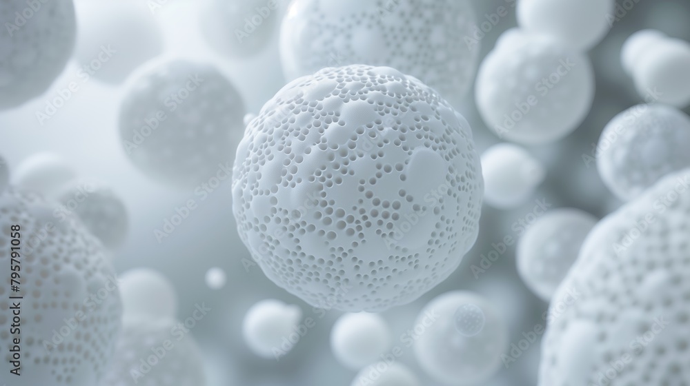 A photorealistic, highly detailed, background of perfectly formed, different sized, textured, white spheres, floating in a semi dark environment. A photorealistic, highly detailed, background of perfectly formed, different sized, textured, white spheres, floating in a semi dark environment.