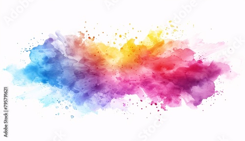 a colorful paint splashes on a white background