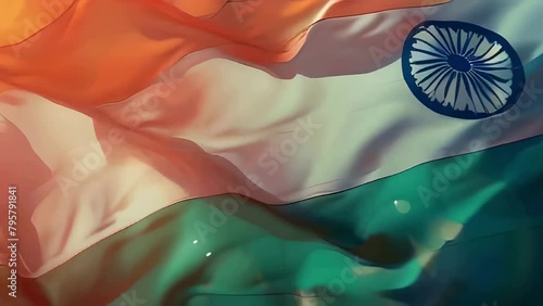 Vibrant Indian flag waving proudly in a dynamic, loop video, 4k photo