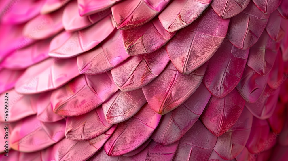 Fototapeta premium Pink dragon scales made from hundreds of tiny pink leaves.